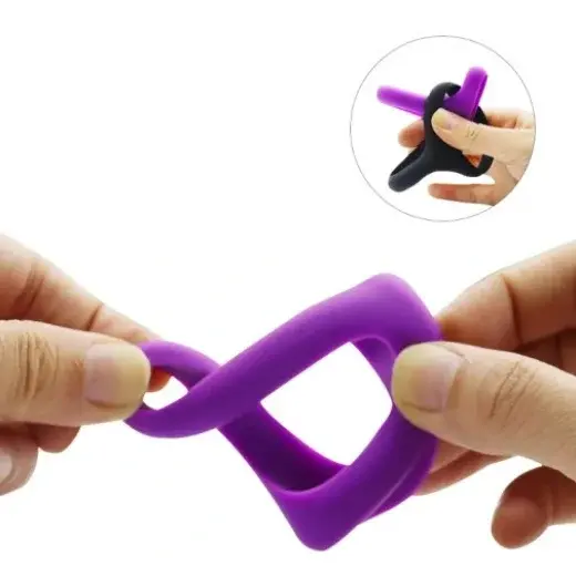 3 Holes Cock Ring with Strong Grip Black Color Mens penis Cock Ring - Image 3